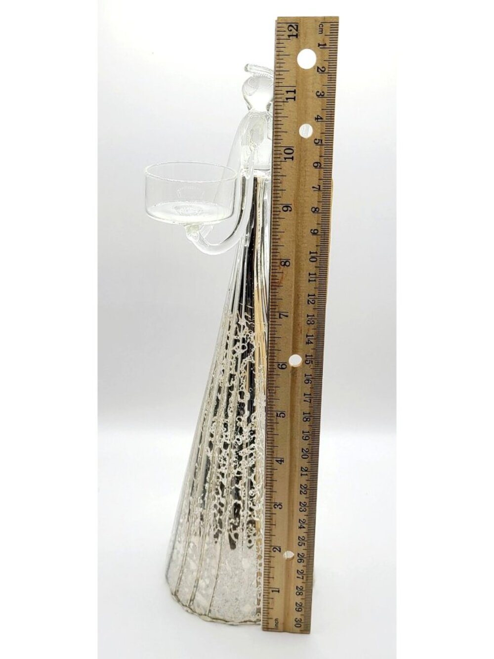 Lenox Mercury Glass Angel 11.5" Silver Votive Candle Holder New opened Box - Picture 9 of 12